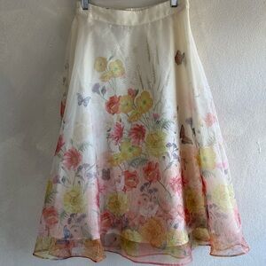 Rachel Zoe Cream Floral A-Line Skirt